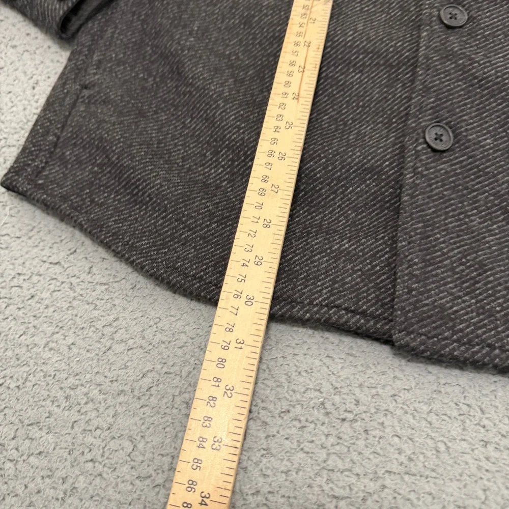 Banana Republic Shirt Jacket Mens Large Charcoal Gray Textured Lined Button Up